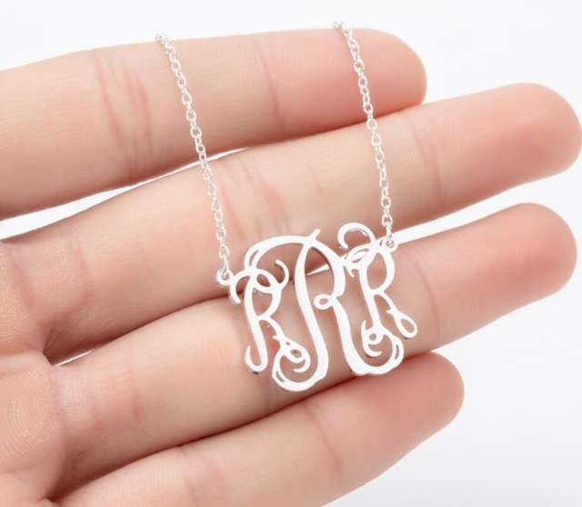 Personality monogram letter initial letter dainy stainless steel necklace