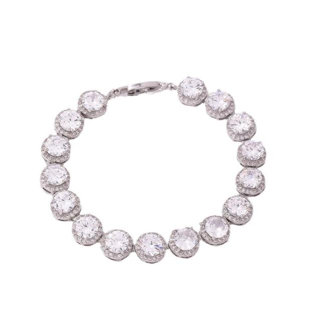 Luxury full diamond copper material tennis bracelet