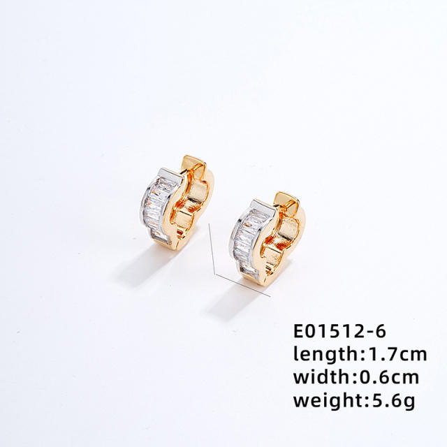 Gold plated copper full diamond huggie earrings collection