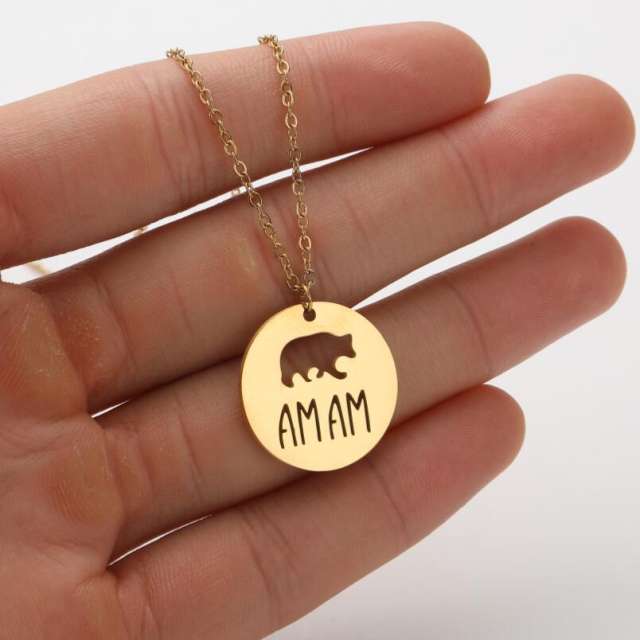 Cute animal symbol puppy kitty lion stainless steel necklace