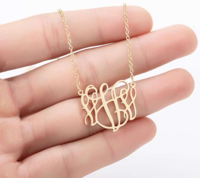 Personality monogram letter initial letter dainy stainless steel necklace