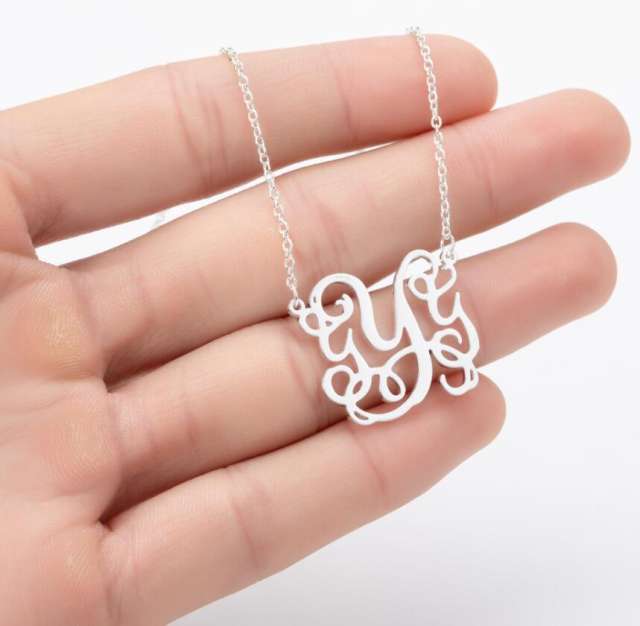 Personality monogram letter initial letter dainy stainless steel necklace