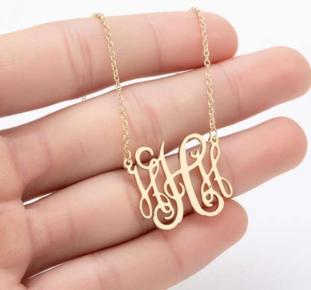 Personality monogram letter initial letter dainy stainless steel necklace