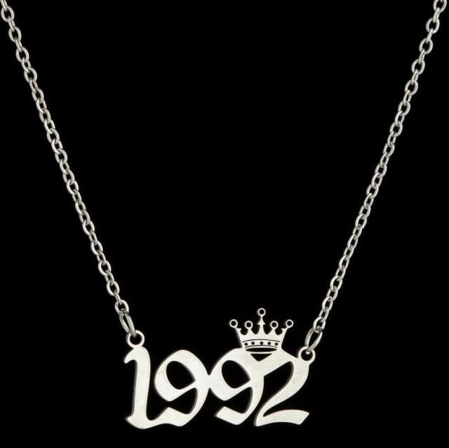 Dainty crown year number stainless steel necklace