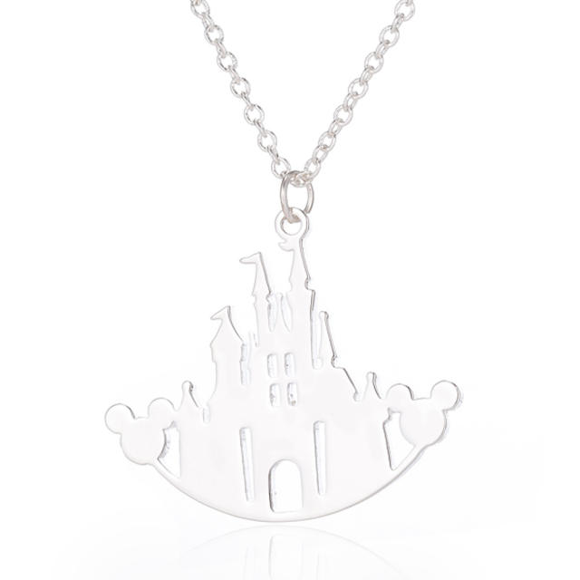 Hot sale mickey castle dainty stainless steel necklace