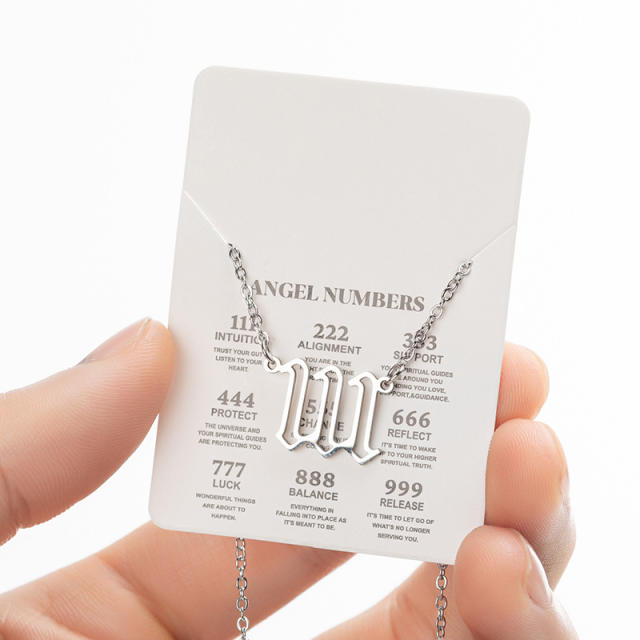 INS hollow out angel number stainless steel necklace