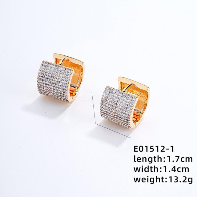 Gold plated copper full diamond huggie earrings collection