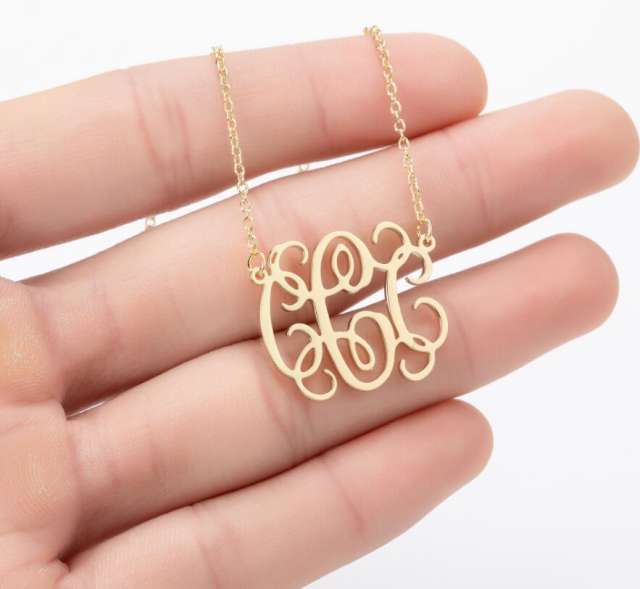 Personality monogram letter initial letter dainy stainless steel necklace