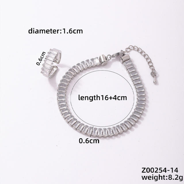 Elegant full of colorful cubic zircon slide tennis bracelet rings set