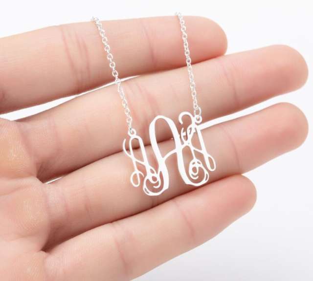 Personality monogram letter initial letter dainy stainless steel necklace