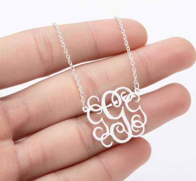 Personality monogram letter initial letter dainy stainless steel necklace