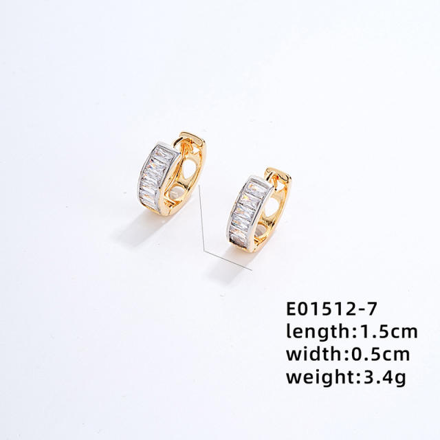 Gold plated copper full diamond huggie earrings collection