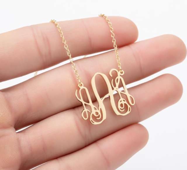 Personality monogram letter initial letter dainy stainless steel necklace