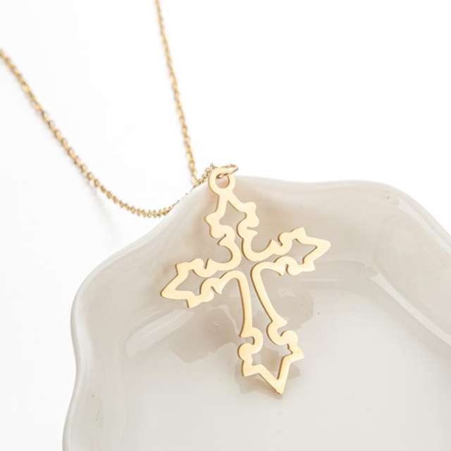 Korean fashion hollow out cross moon sun stainless steel necklace