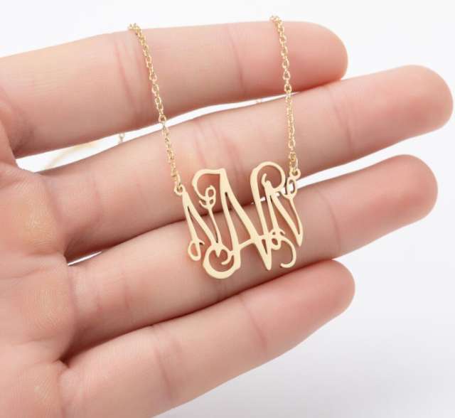 Personality monogram letter initial letter dainy stainless steel necklace