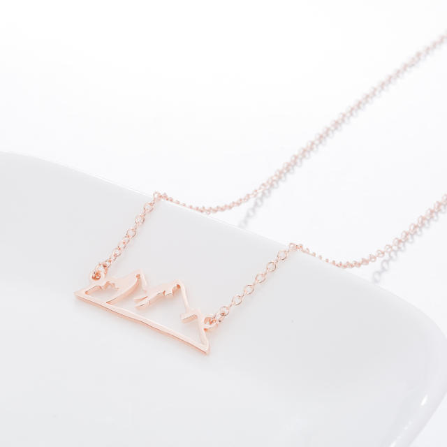 Chic hollow out montain symbol dainty stainless steel necklace