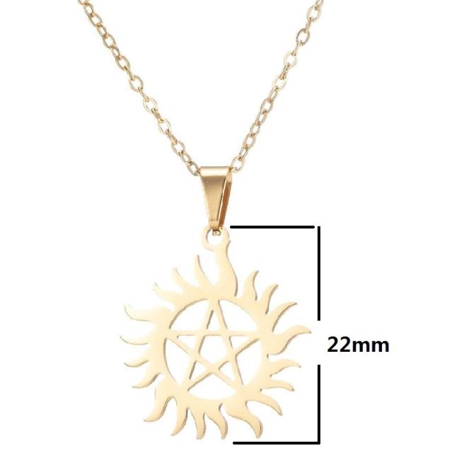 Vintage dainy hollow out sun heart stainless steel necklace