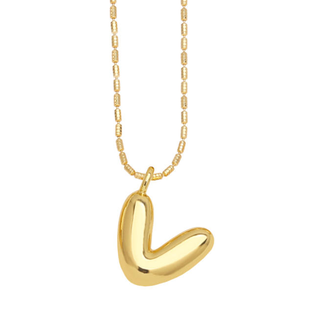 Chunky bubble initial letter charm gold plated copper necklace