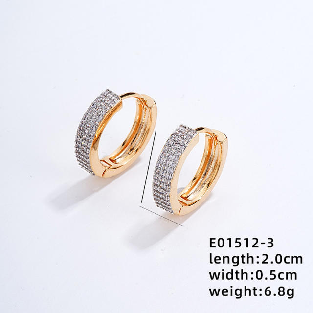 Gold plated copper full diamond huggie earrings collection