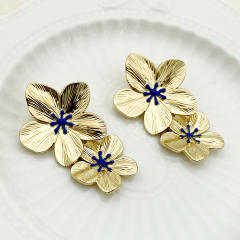 Korean fashion sweet pearl bead flower stainless steel earrings collection