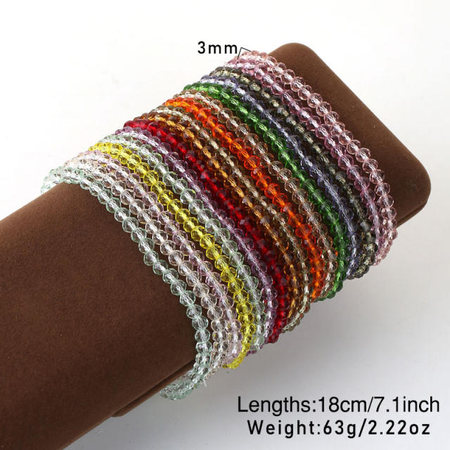 3mm Colorful bead multi strand bracelet for summer