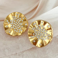 Chunky gold color flower petal stainless steel earrings collection