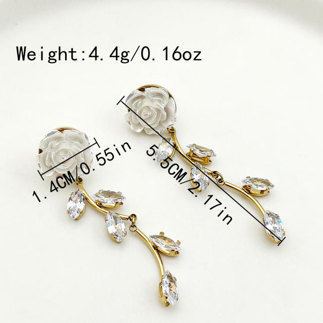 Korean fashion sweet pearl bead flower stainless steel earrings collection