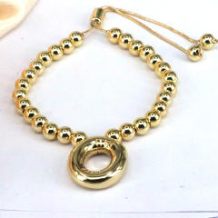 Chunky bubble initial letter charm gold plated copper beaded bracelet