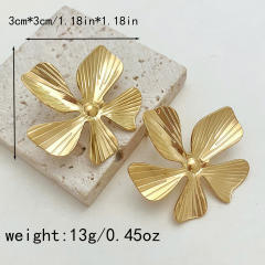Chunky gold color flower petal stainless steel earrings collection