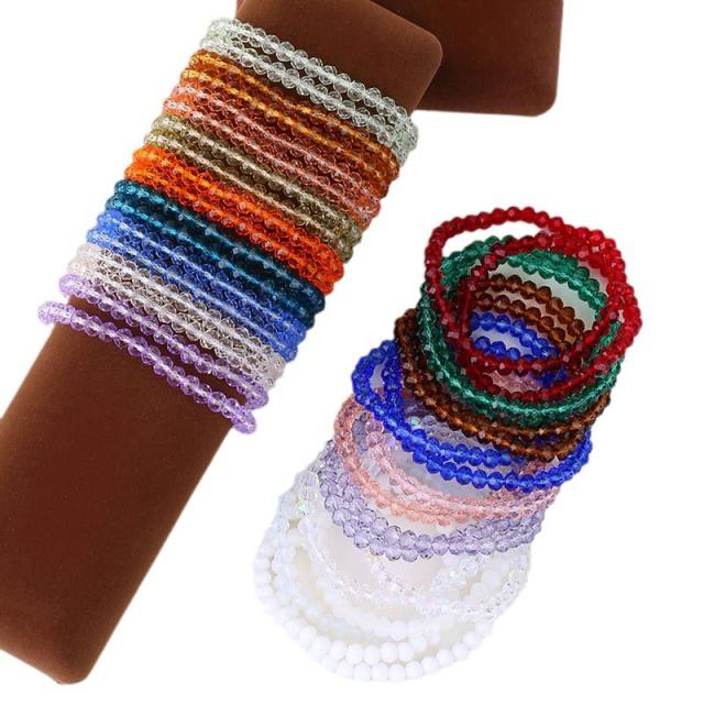6mm 36pcs colorful bead elastic multi strand bracelet