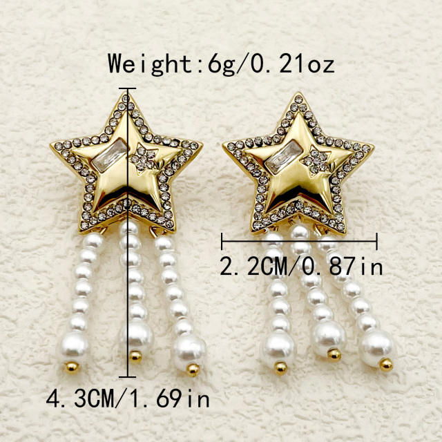 Korean fashion sweet pearl bead flower stainless steel earrings collection