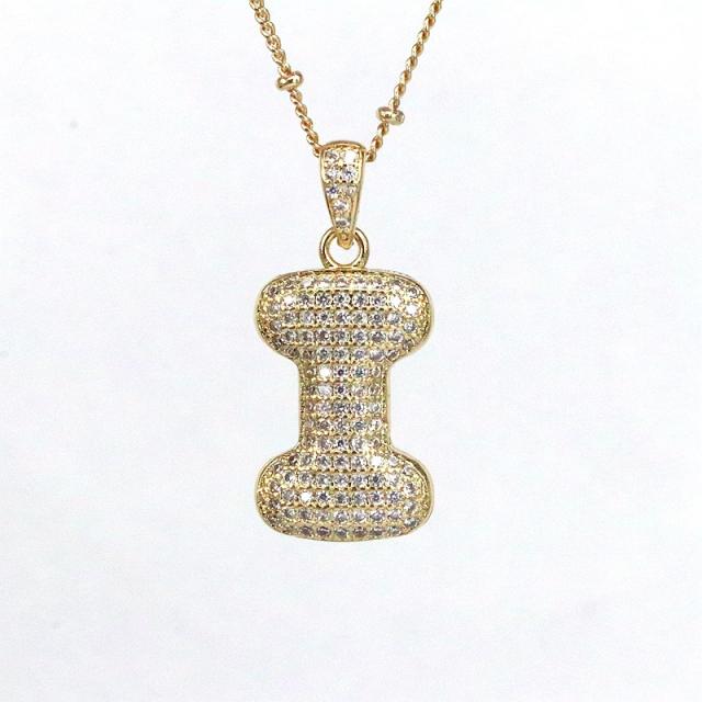 Delicate diamond bubble initial letter necklace