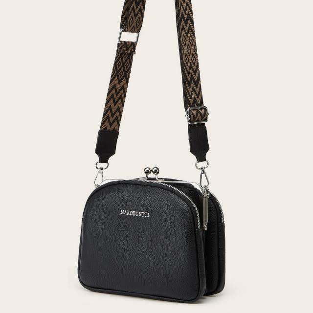 Fashionable easy match black white crossbody bag