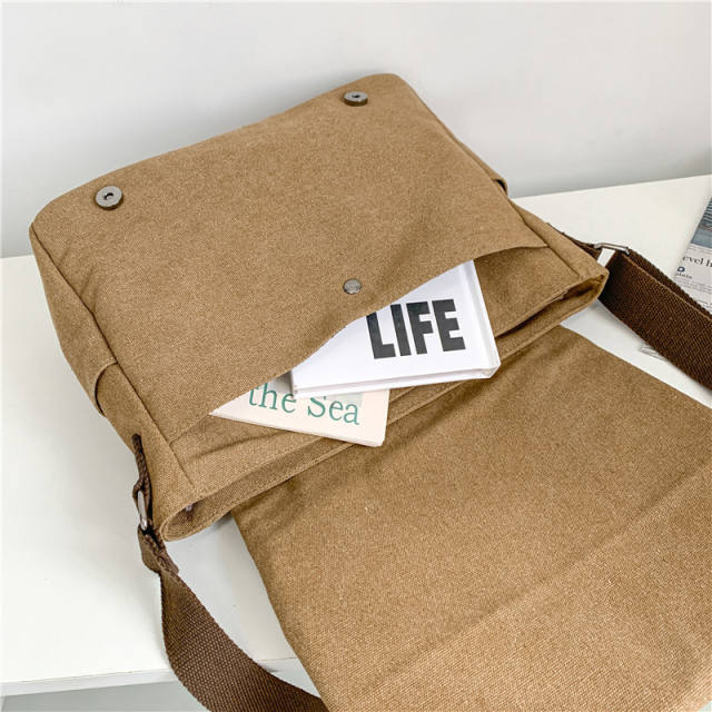 Casual school style canvas large size messager bag crossbody bag