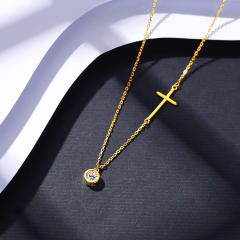 925 sterling silver side cross bezel necklace diamond necklace