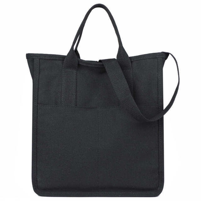 Chic plain color easy match large size canvas tote bag