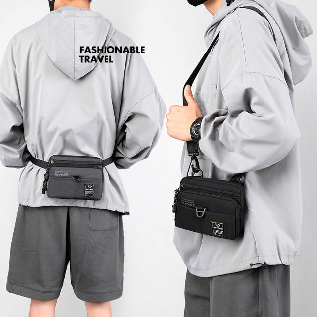 Outdoor nylon material multi function men bag crossboy bag waist bag