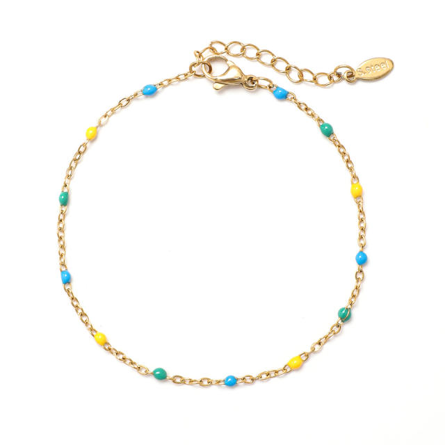 Boho enamel seedbead stainless steel bracelet