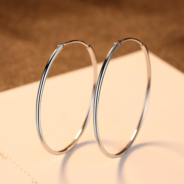 Classic 925 sterling silver big hoop earrings