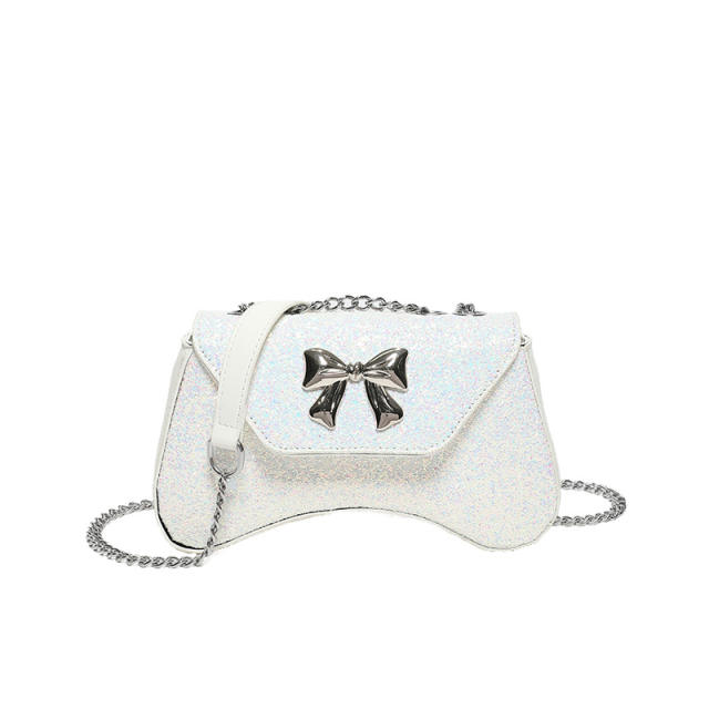 Sweet gilter design bow symbol shoulder bag chain bag for women