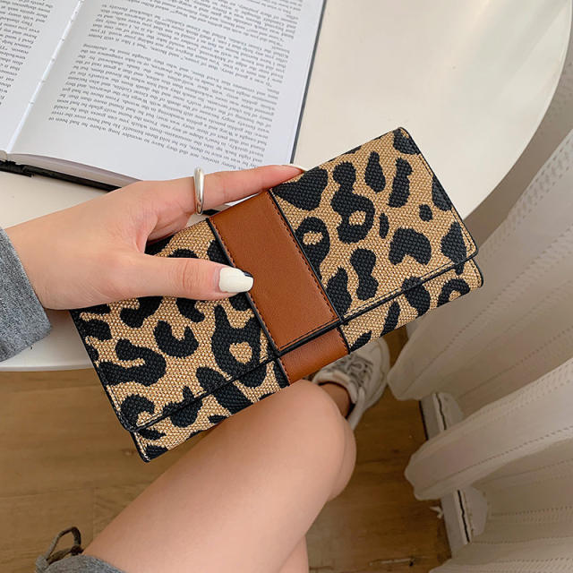 Personality leopard grain PU leather women wallet