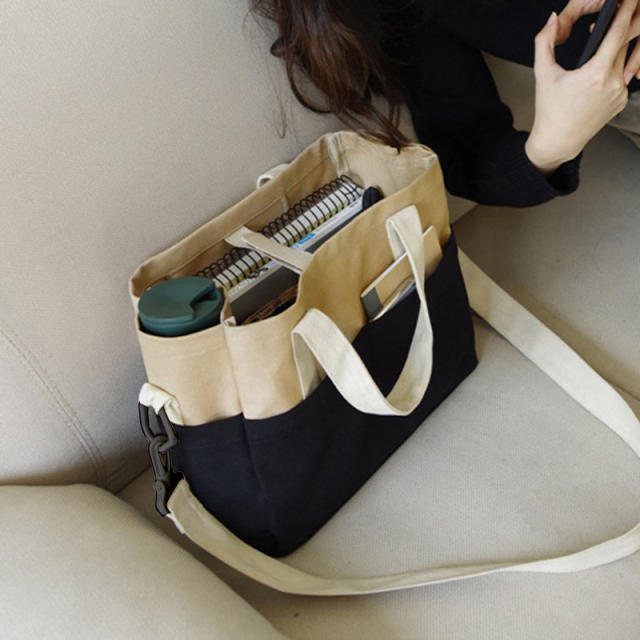 Korean fashion color mixing cotton material handbag crossbody bag