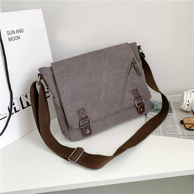 Casual school style canvas large size messager bag crossbody bag