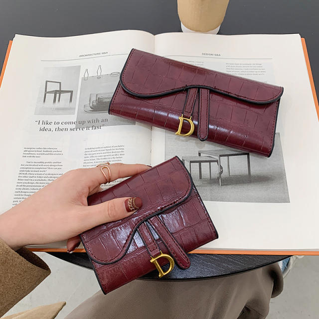 D leatter charm PU leather stone pattern women wallet