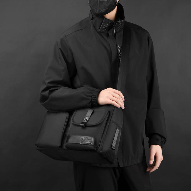 Large size outdoor nylon material crossbody bag for men