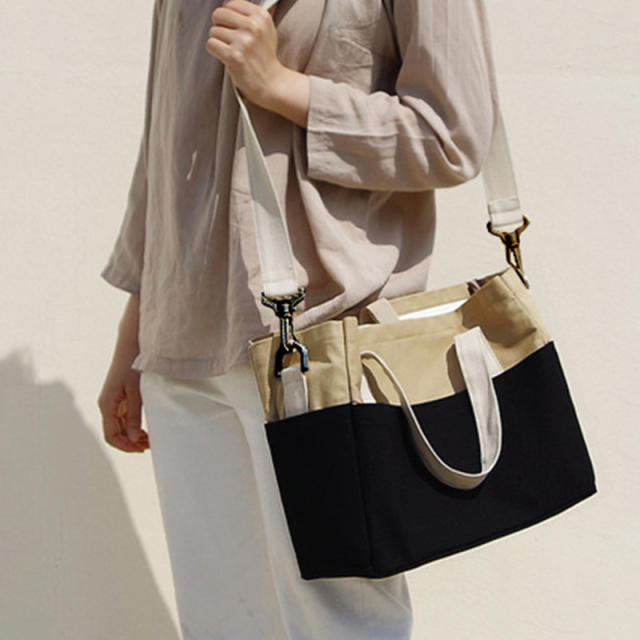 Korean fashion color mixing cotton material handbag crossbody bag