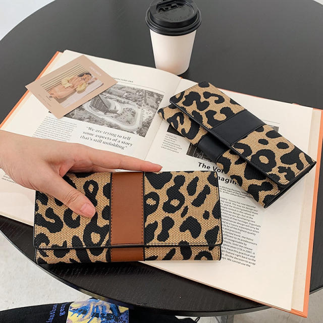 Personality leopard grain PU leather women wallet