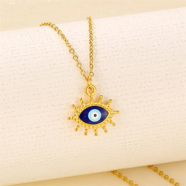 Creative evil eye pendant stainless steel chain necklace