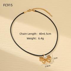 Korean fashion popular bow pendant dainty stainless steel necklace