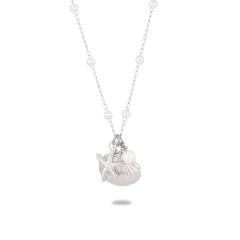 Natural ocean series shell starfish pearl beaded stainless steel necklace earrings set